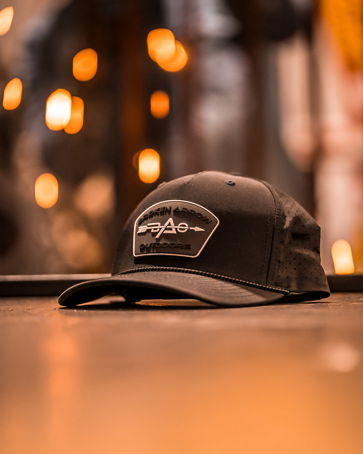 Black Perforated Performance Cap W/ Rubber Patch